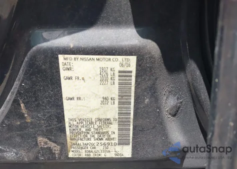 2016 Nissan Altima 2.5/2.5 S/2.5 Sl/2.5 Sr/2.5 Sv from USA, damaged, VIN 1N4AL3AP2GC256910